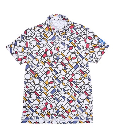 カラーブロックグラフィック小柄半袖シャツ