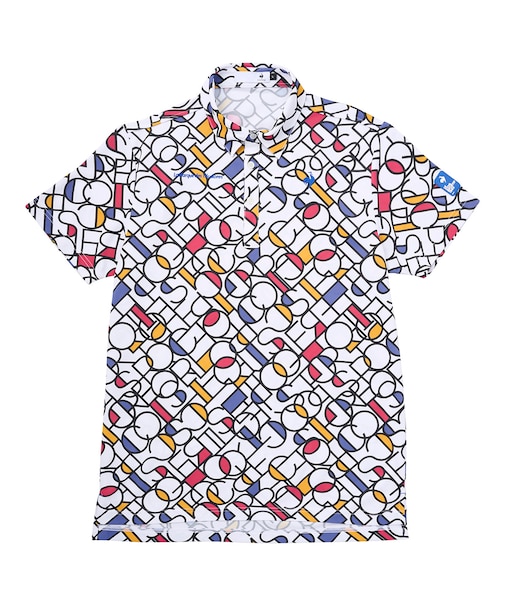 カラーブロックグラフィック小柄半袖シャツ