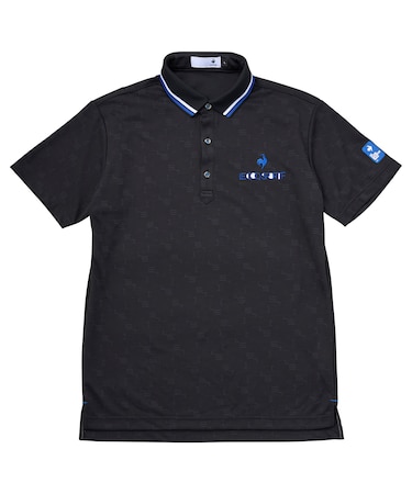 カラーブロックグラフィックジャガード半袖ポロシャツ