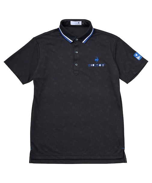 カラーブロックグラフィックジャガード半袖ポロシャツ