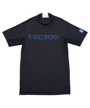 カラーブロック柄モックネック半袖シャツ