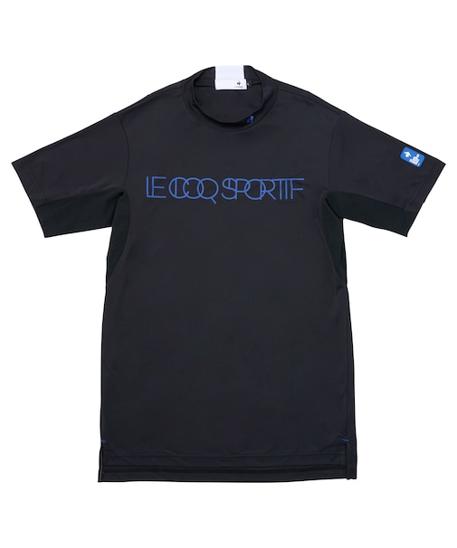 カラーブロック柄モックネック半袖シャツ