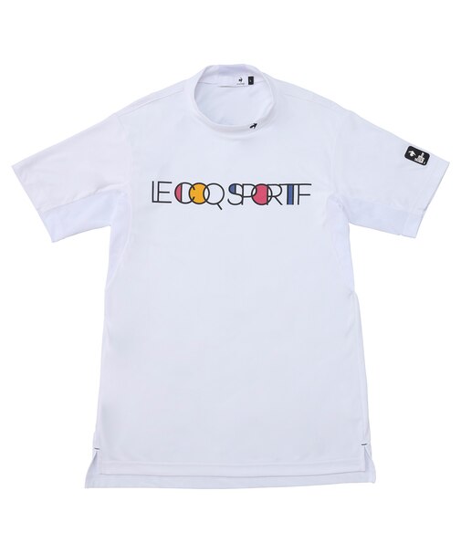 カラーブロック柄モックネック半袖シャツ