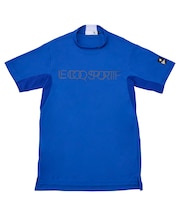 カラーブロック柄モックネック半袖シャツ