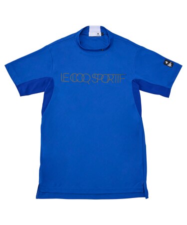 カラーブロック柄モックネック半袖シャツ