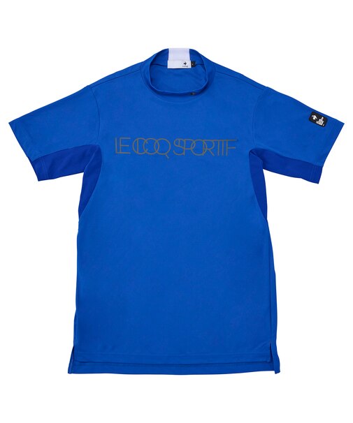 カラーブロック柄モックネック半袖シャツ