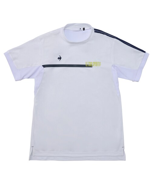 部分メッシュモックネック半袖シャツ