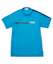 部分メッシュモックネック半袖シャツ