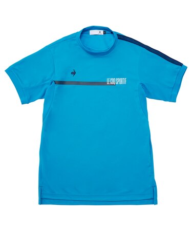 部分メッシュモックネック半袖シャツ