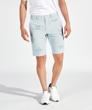 『SEASON』ウエストフリーシアサッカーストライプ飛び刺繍ハーフパンツ