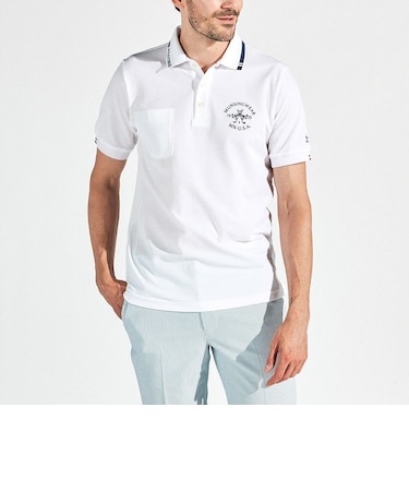 『SEASON』吸汗速乾シアサッカー半袖ポロシャツ