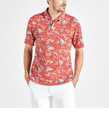 『SEASON』サンスクリーンフィラシスリゾート総柄プリント半袖ポロシャツ