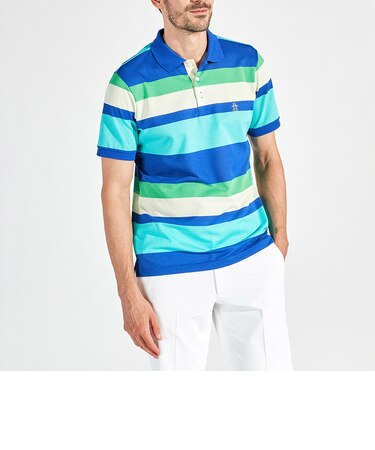 『SEASON』マナードマルチカラーメッシュボーダー半袖ポロシャツ