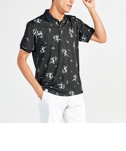 『SEASON』SUNSCREEN 総柄ジャカード×ペンギン総柄プリント半袖ポロシャツ