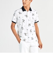 『SEASON』SUNSCREEN 総柄ジャカード×ペンギン総柄プリント半袖ポロシャツ