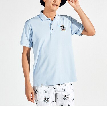 『SEASON』SUNSCREEN 鹿の子アーカイブペンギン刺繍半袖ポロシャツ