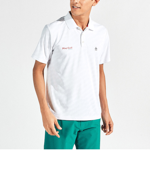 『SEASON』ロゴジャカード ストレッチ半袖ポロシャツ