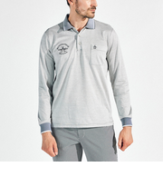 『SEASON』吸汗速乾ハイゲージバーズボーダー長袖ポロシャツ