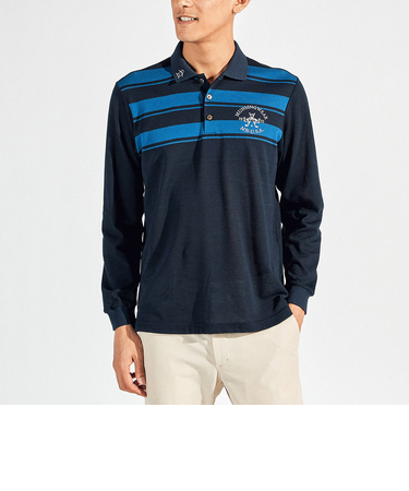 『SEASON』パネルボーダー長袖ポロシャツ