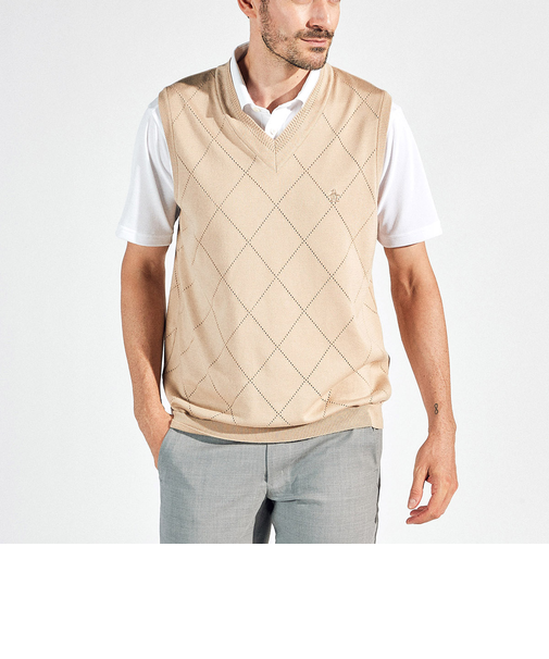 『STANDARD』アメリカン・シーアイランドコットンメッシュ柄Vネックベスト