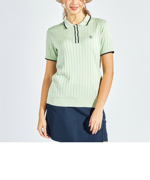 『STANDARD COLLECTION』14ゲージ 針抜きジャカード ニットポロシャツ