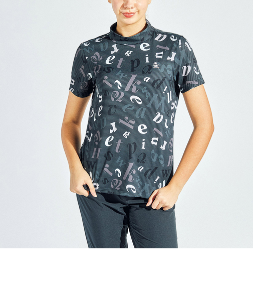 『SEASON COLLECTION』SUNSCREEN ロゴプリントモックネック半袖シャツ