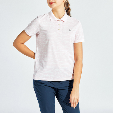 『SEASON COLLECTION』SUNSCREEN  マルチロゴ総柄プリント半袖ポロシャツ