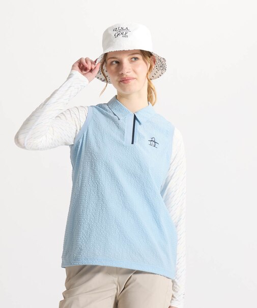 マンシングウェア MUNSINGWEAR 吸汗速乾ドットメッシュスキッパーノースリーブシャツ