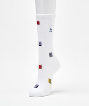 マンシングウェア MUNSINGWEAR クルー丈 フラッグ飛び柄ソックス【交換・返品不可】