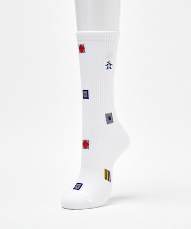 マンシングウェア MUNSINGWEAR クルー丈 フラッグ飛び柄ソックス【交換・返品不可】