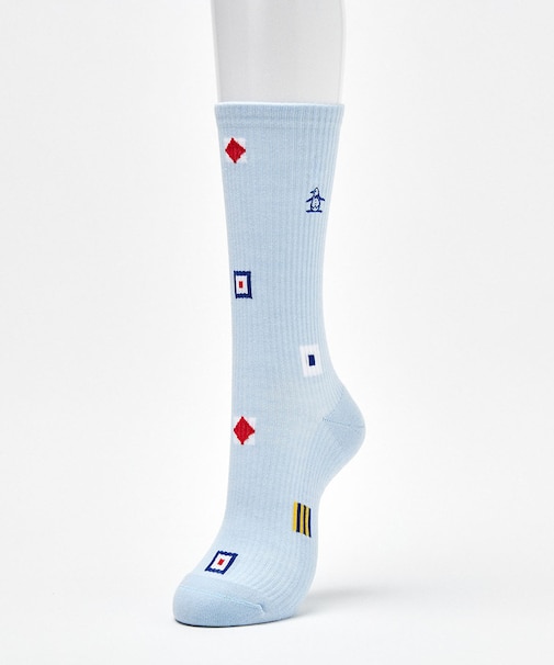 マンシングウェア MUNSINGWEAR クルー丈 フラッグ飛び柄ソックス【交換・返品不可】