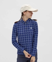 マンシングウェア MUNSINGWEAR ブロックチェック柄プリント長袖ポロシャツ