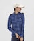 マンシングウェア MUNSINGWEAR ブロックチェック柄プリント長袖ポロシャツ