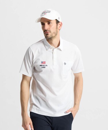 マンシングウェア MUNSINGWEAR ハウンドトゥース柄台衿付き半袖ポロシャツ