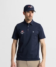 マンシングウェア MUNSINGWEAR ハウンドトゥース柄台衿付き半袖ポロシャツ