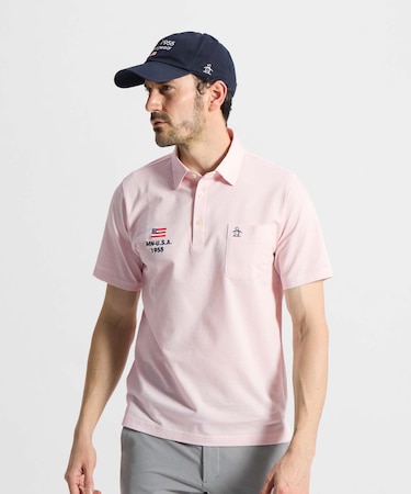 マンシングウェア MUNSINGWEAR ハウンドトゥース柄台衿付き半袖ポロシャツ