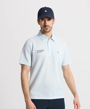 マンシングウェア MUNSINGWEAR ストレッチシアサッカーストライプ台襟付き半袖ポロシャツ