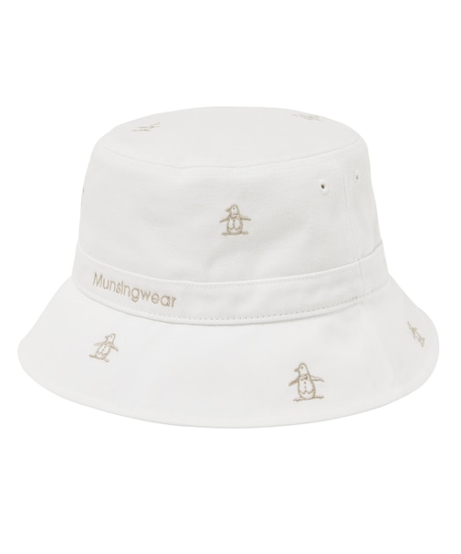 コットンツイルペンギン飛び柄刺しゅうバケットハット