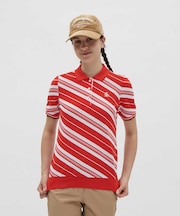 マンシングウェア MUNSINGWEAR 吸汗速乾 バイアスストライプ裾リブ半袖ポロシャツ
