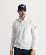 マンシングウェア MUNSINGWEAR ハウンドトゥース柄台衿付き長袖ポロシャツ