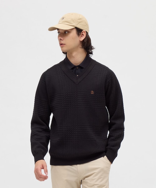 マンシングウェア MUNSINGWEAR グレンチェックVネックセーター