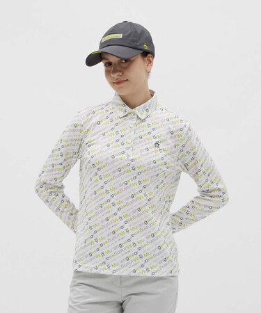 マンシングウェア MUNSINGWEAR Sunscreen NIR ロゴプリントテーラーカラー長袖ポロシャツ