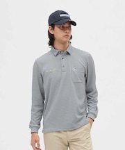 マンシングウェア MUNSINGWEAR HEAT NAVI ボーダー台衿付き長袖ポロシャツ