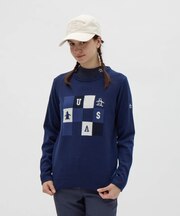 マンシングウェア MUNSINGWEAR ブロッキングジャカードクルーネックセーター