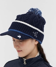 ルコックスポルティフ ゴルフ le coq sportif golf ケーブル編み 庇付きニットキャップ