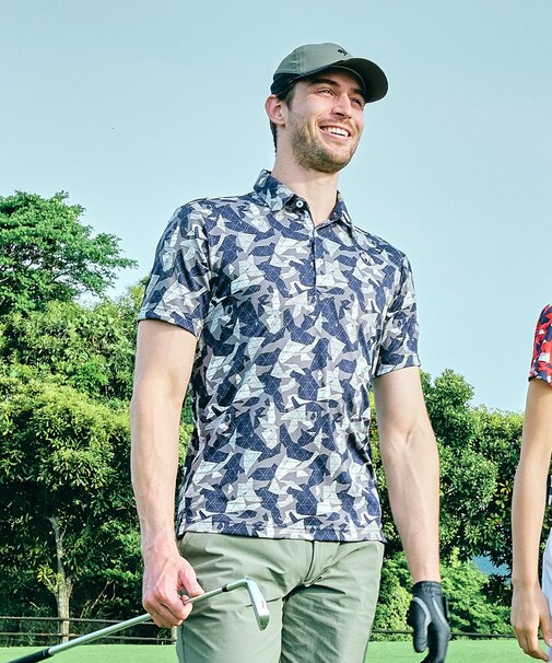 ルコックスポルティフ ゴルフ le coq sportif golf 小柄プリント半袖シャツ