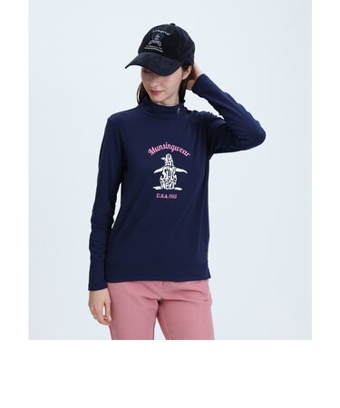 ペンギンプリントハイネック長袖シャツ