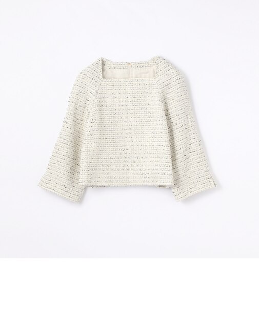 コットンレーヨンミックスツイード スクエアネックプルオーバー