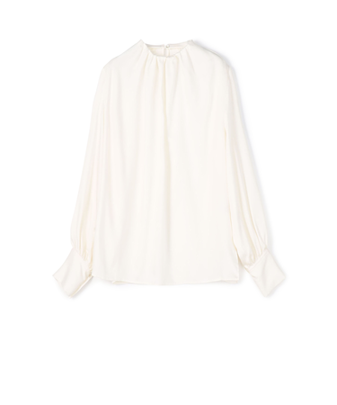 シルキーサテン ビルドネックブラウス