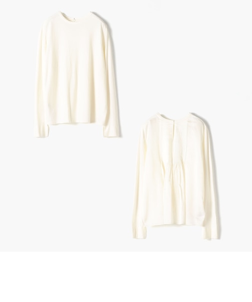 マテリアルミックス ピンタックプルオーバー